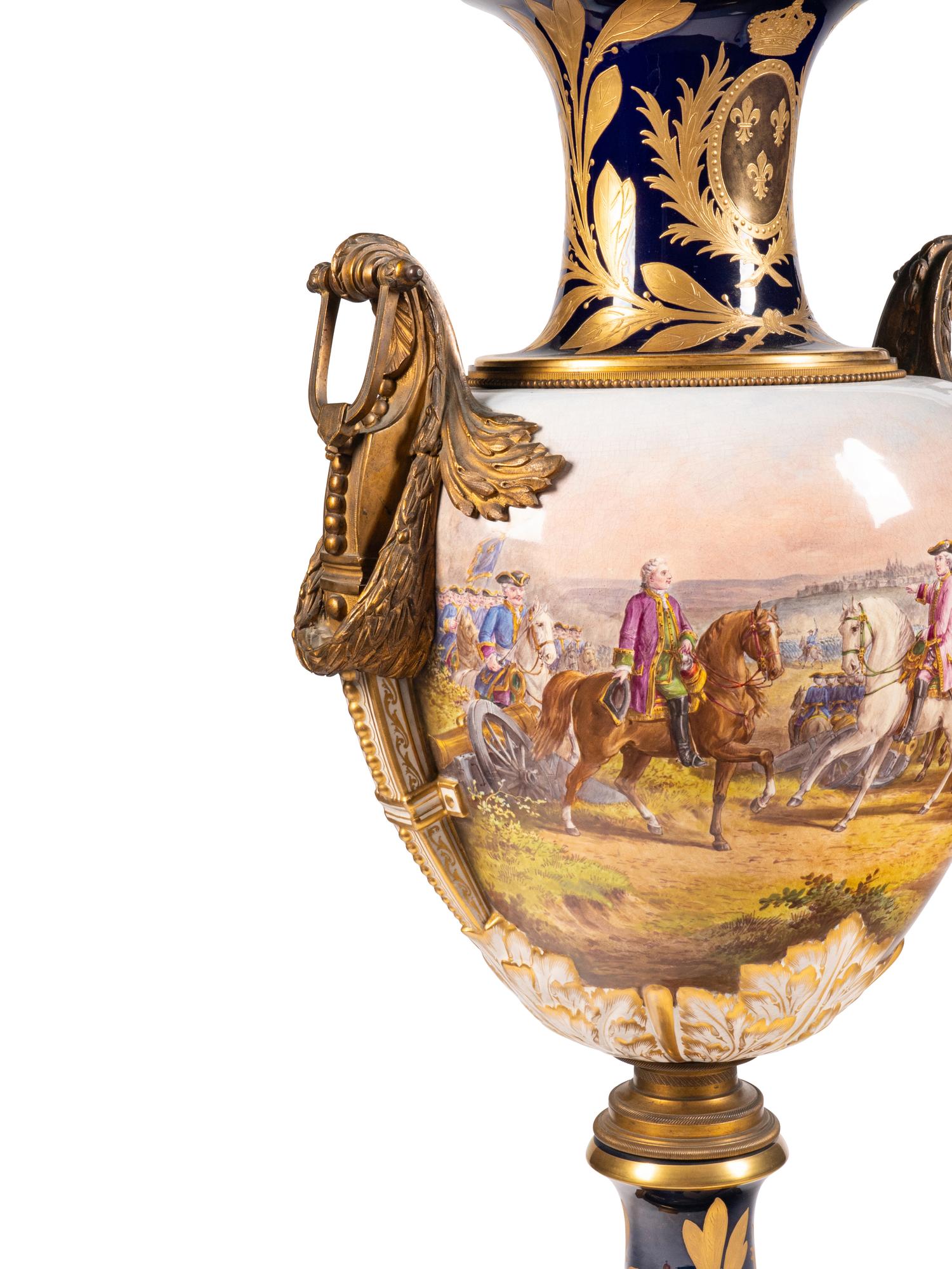 A Gilt Bronze Mounted Sèvres Style Porcelain Urn