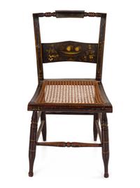 Three Grain-Painted and Gilt Stencil-Decorated Hitchcock Side Chairs