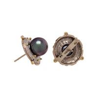 RICHARD KIMBALL, CULTURED TAHITIAN PEARL AND DIAMOND EARRINGS