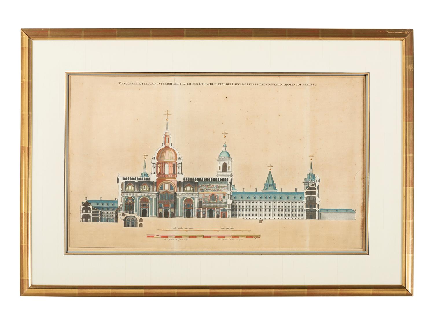 Six Hand-Colored Architectural Engravings