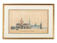 Six Hand-Colored Architectural Engravings
