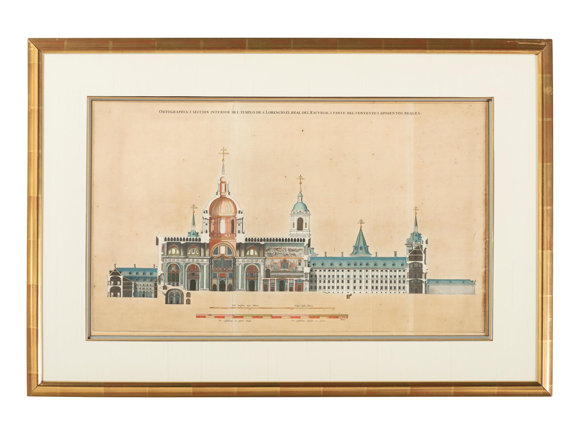 Six Hand-Colored Architectural Engravings