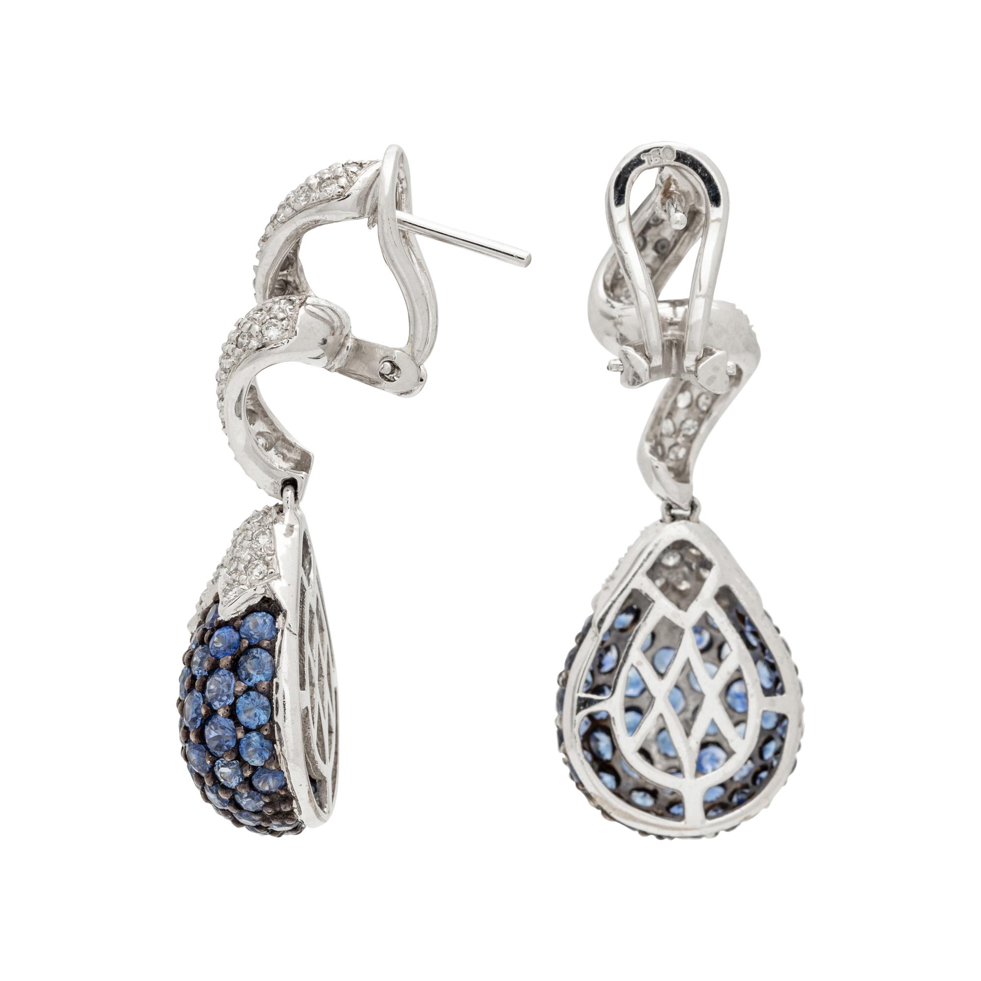 SAPPHIRE AND DIAMOND EARCLIPS
