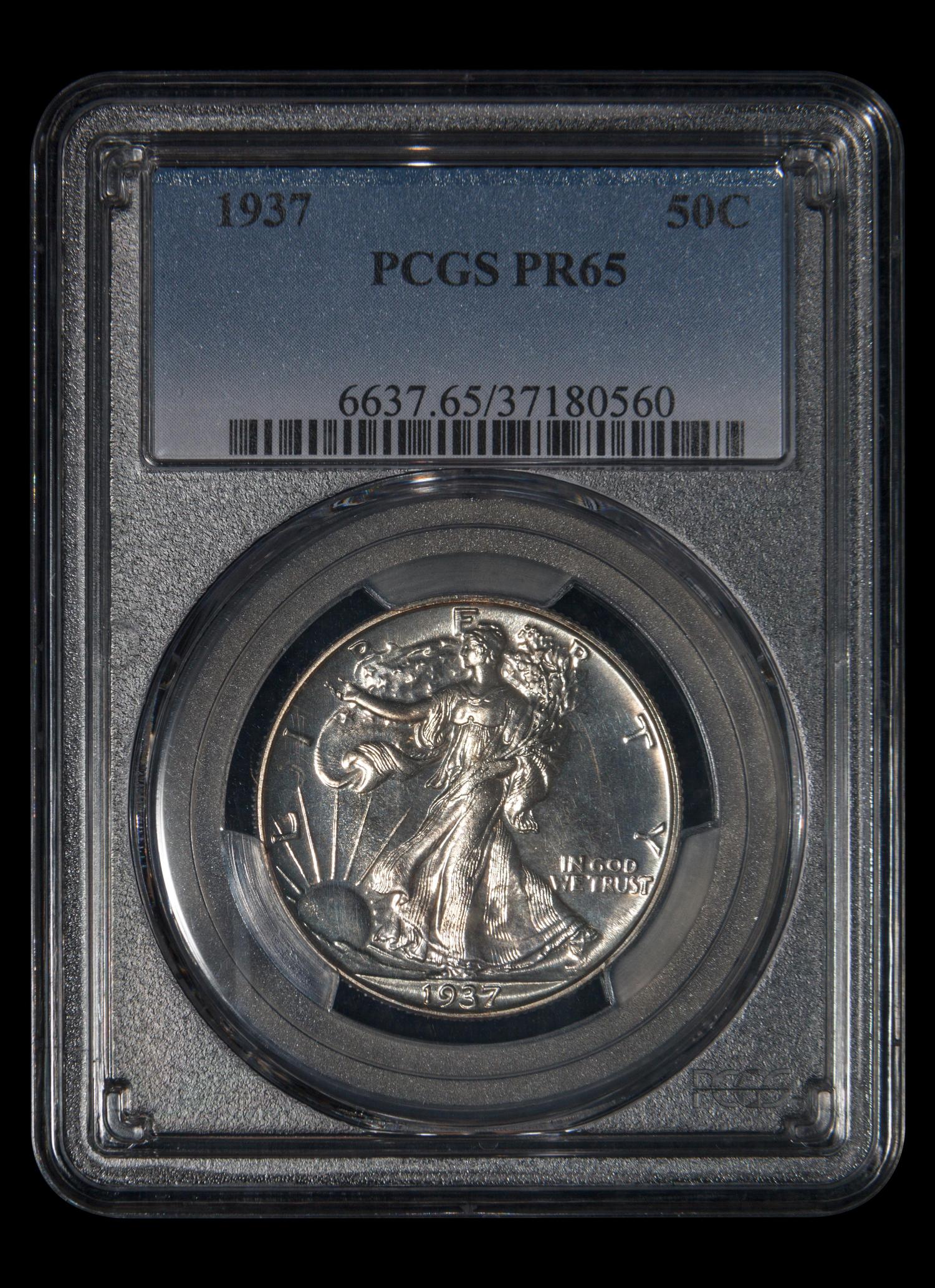 A 1937 Walking Liberty 50c Proof (PCGS PR65)