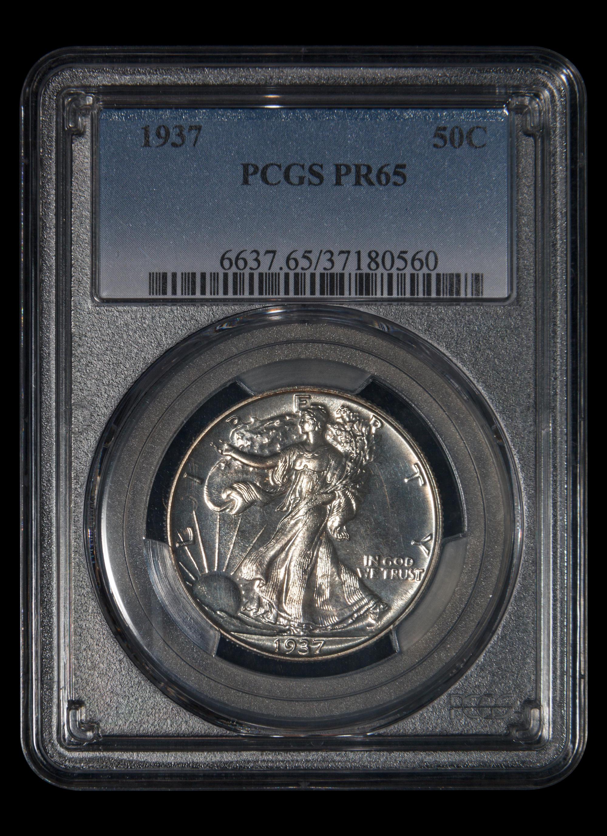A 1937 Walking Liberty 50c Proof (PCGS PR65)