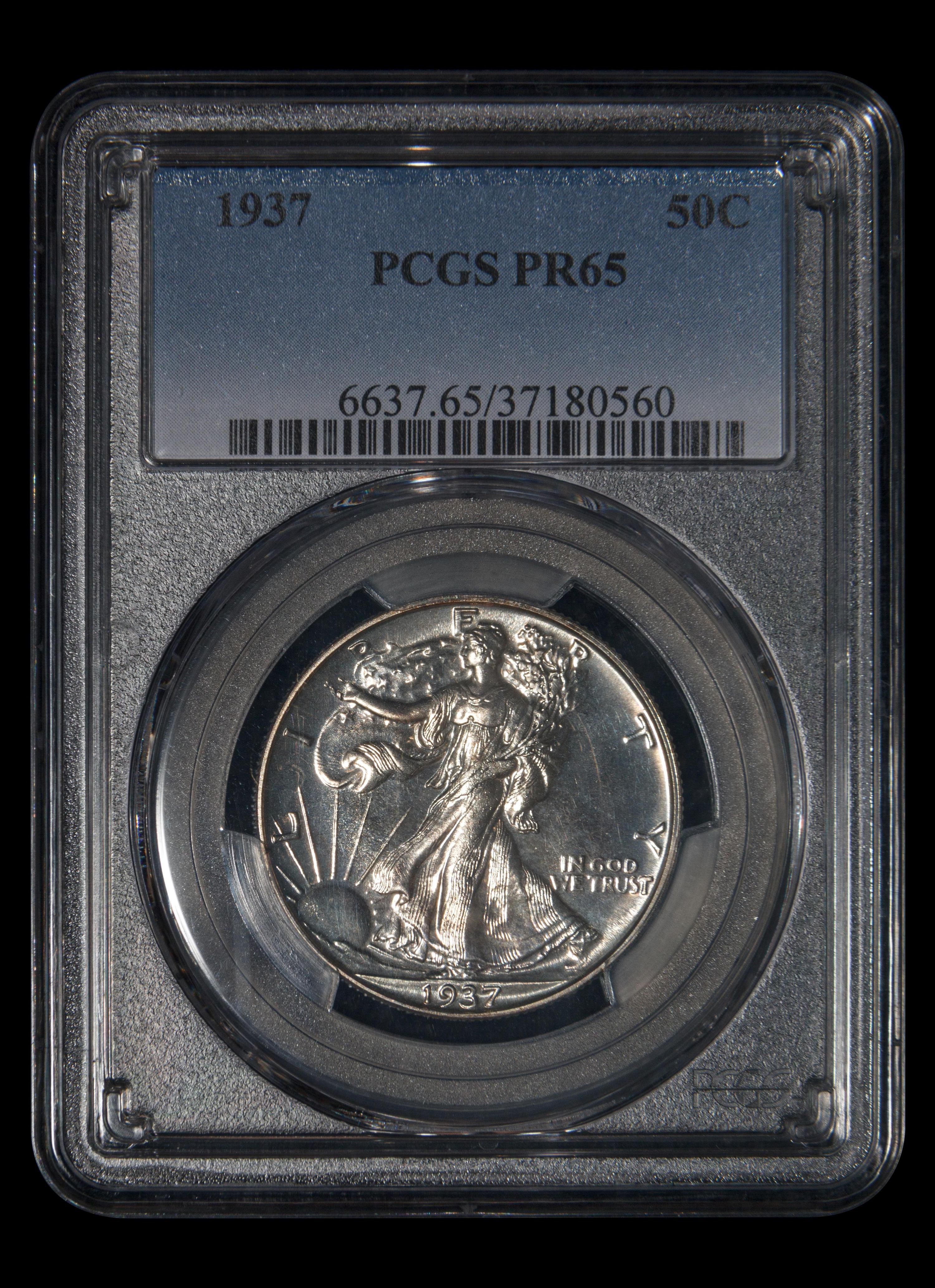 A 1937 Walking Liberty 50c Proof (PCGS PR65)