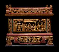 A Chinese Gilt and Red Lacquered Stand