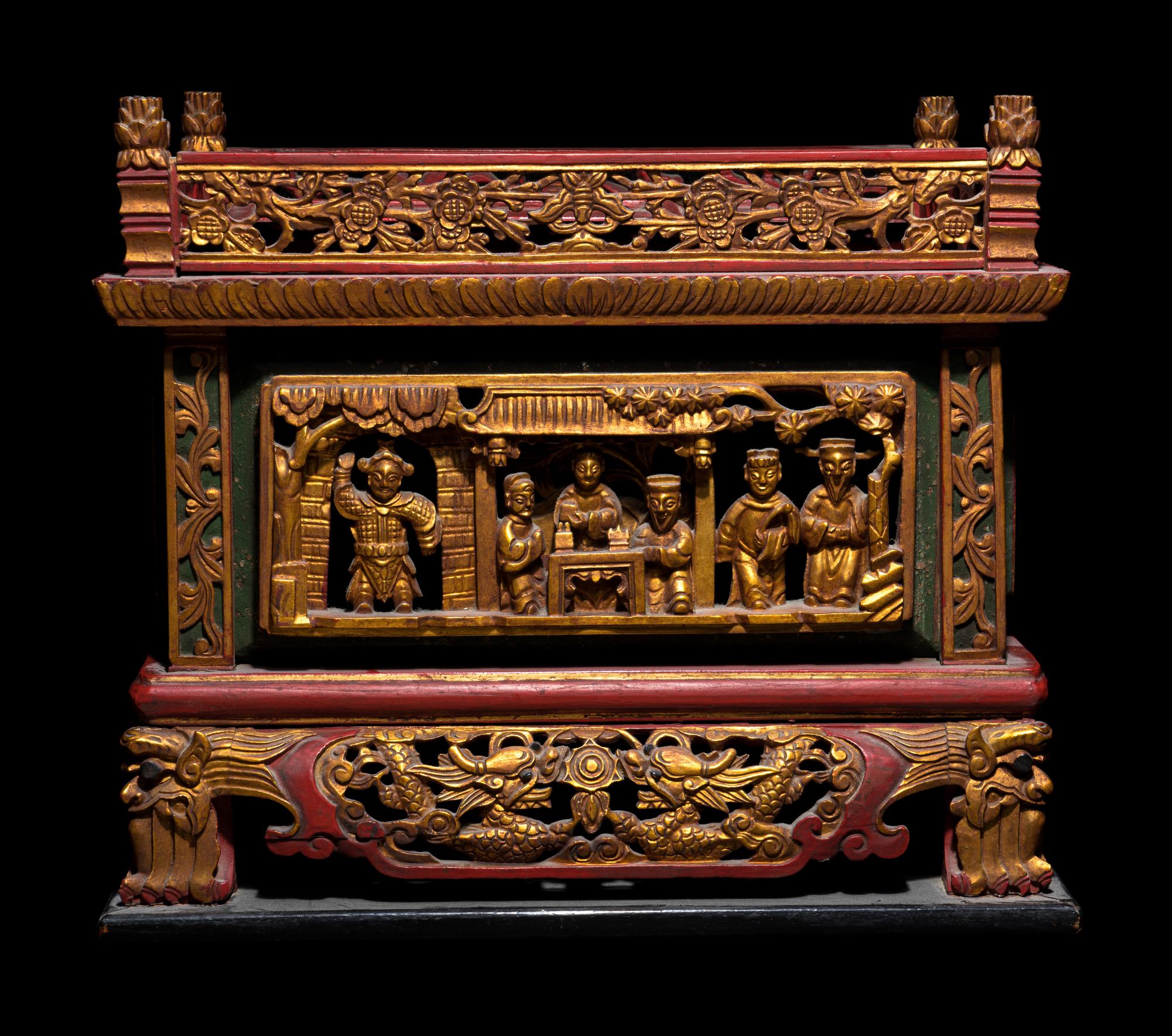 A Chinese Gilt and Red Lacquered Stand