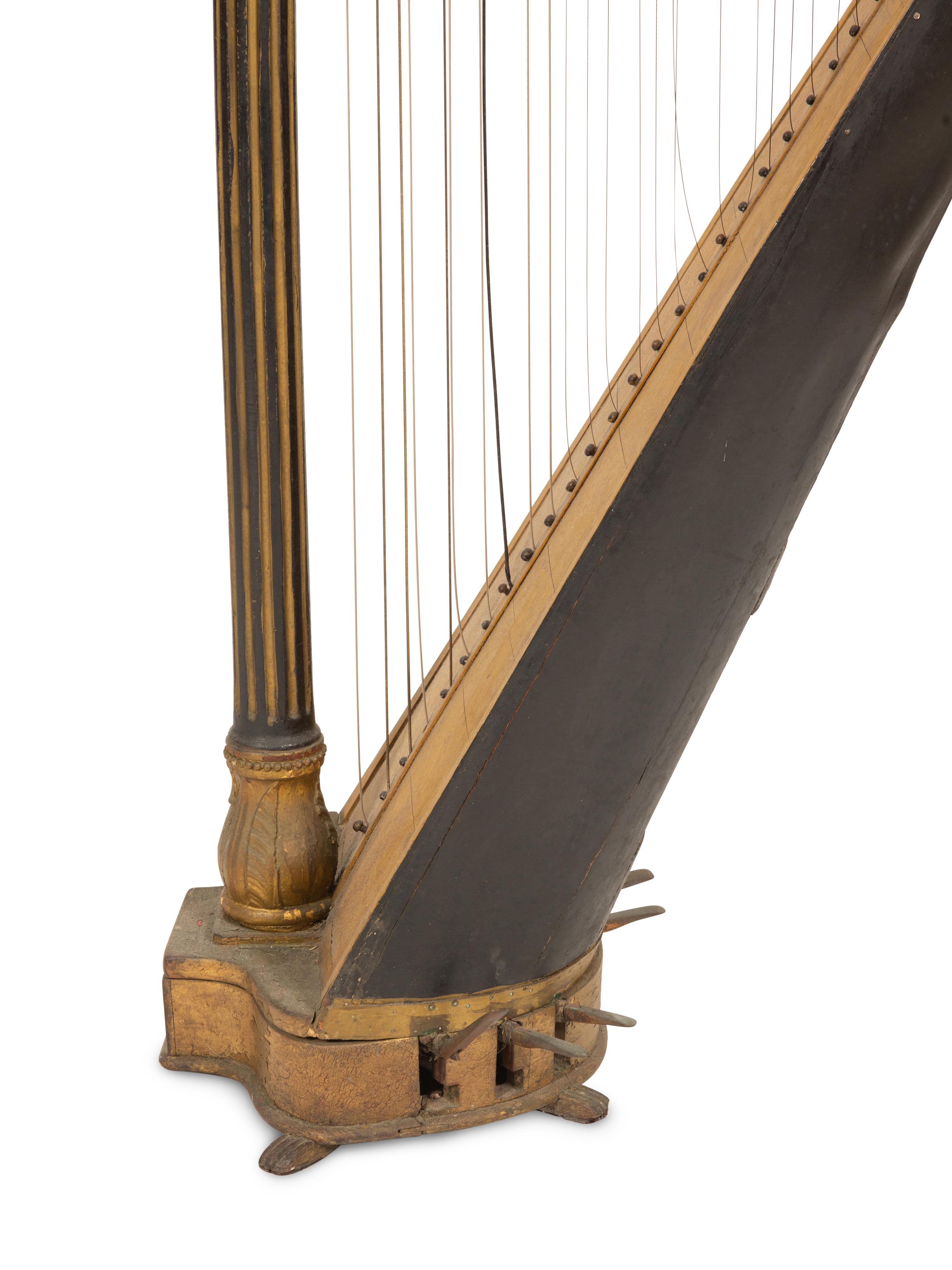 An English Regency Eight Pedal Harp By Jacob Erat (English, 1758-1821)