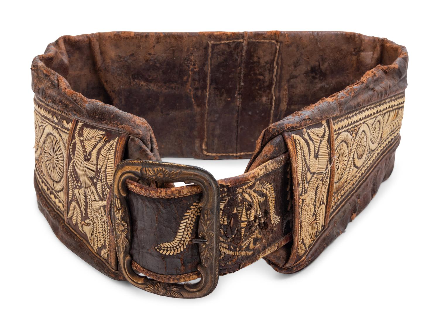 An Embroidered Leather Belt