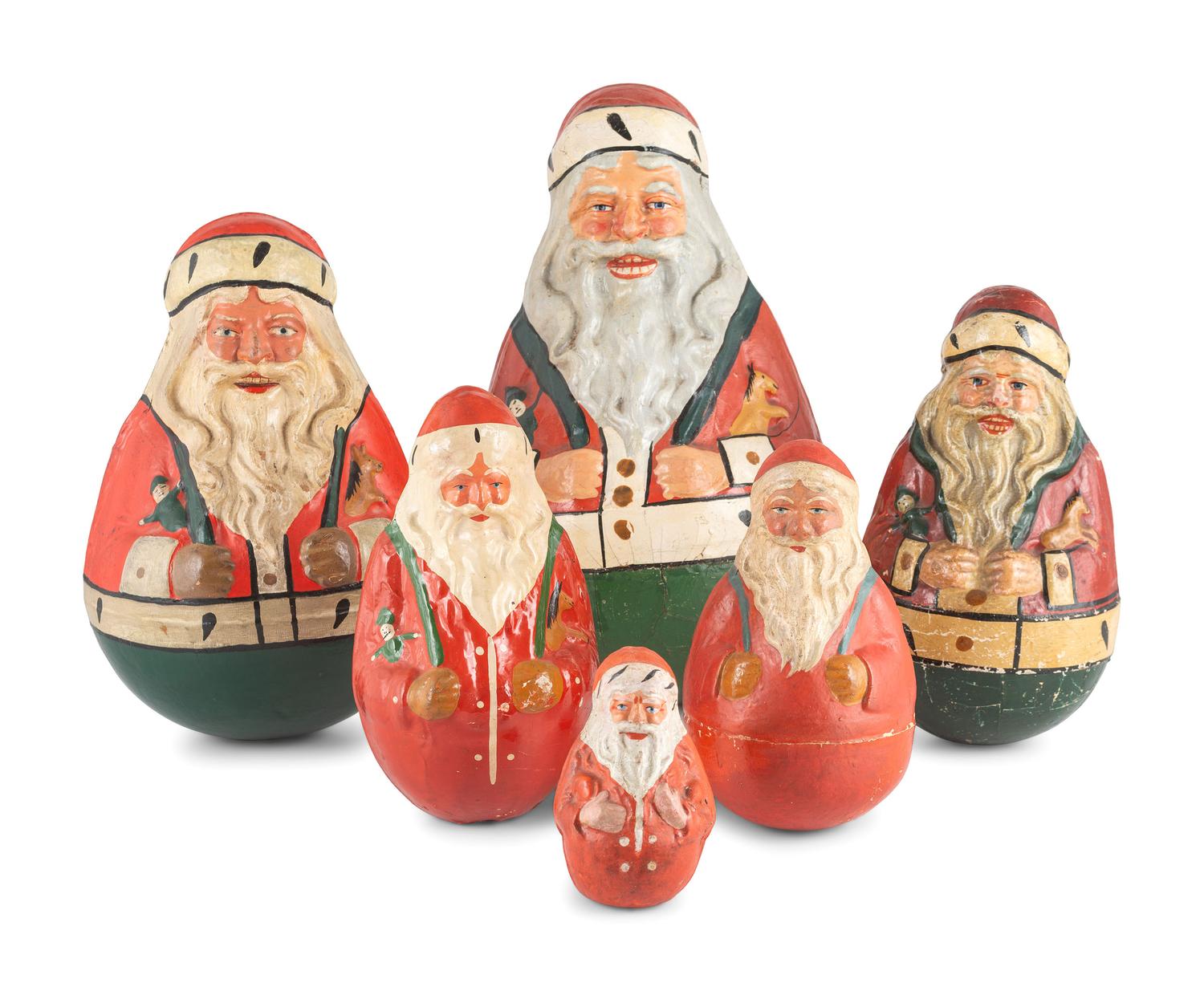 Six "Rolly Polly" Santa Figures
