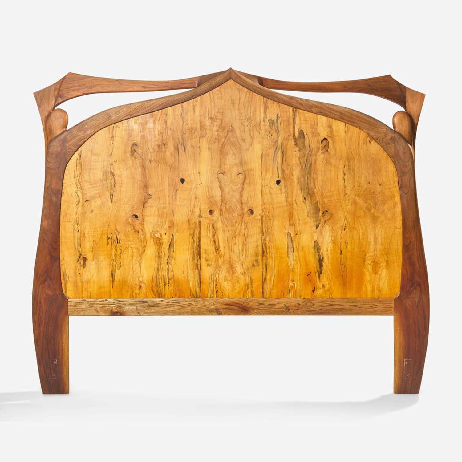 Richard Feldstein (American, b. 1955) Spalted Maple and Walnut Headboard, USA, circa 1980s