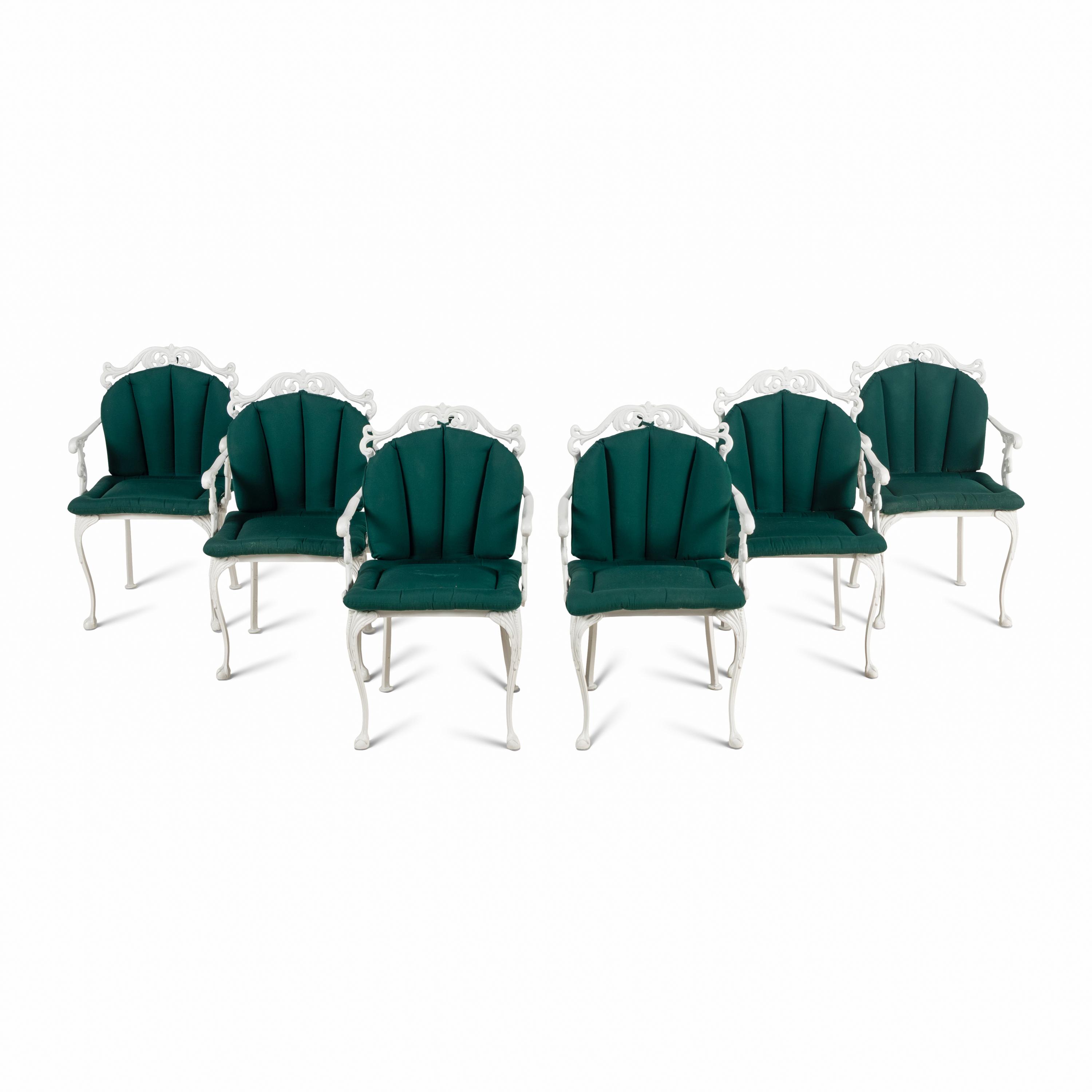 A Molla Cast Aluminum Seven-Piece Outdoor Dining Suite