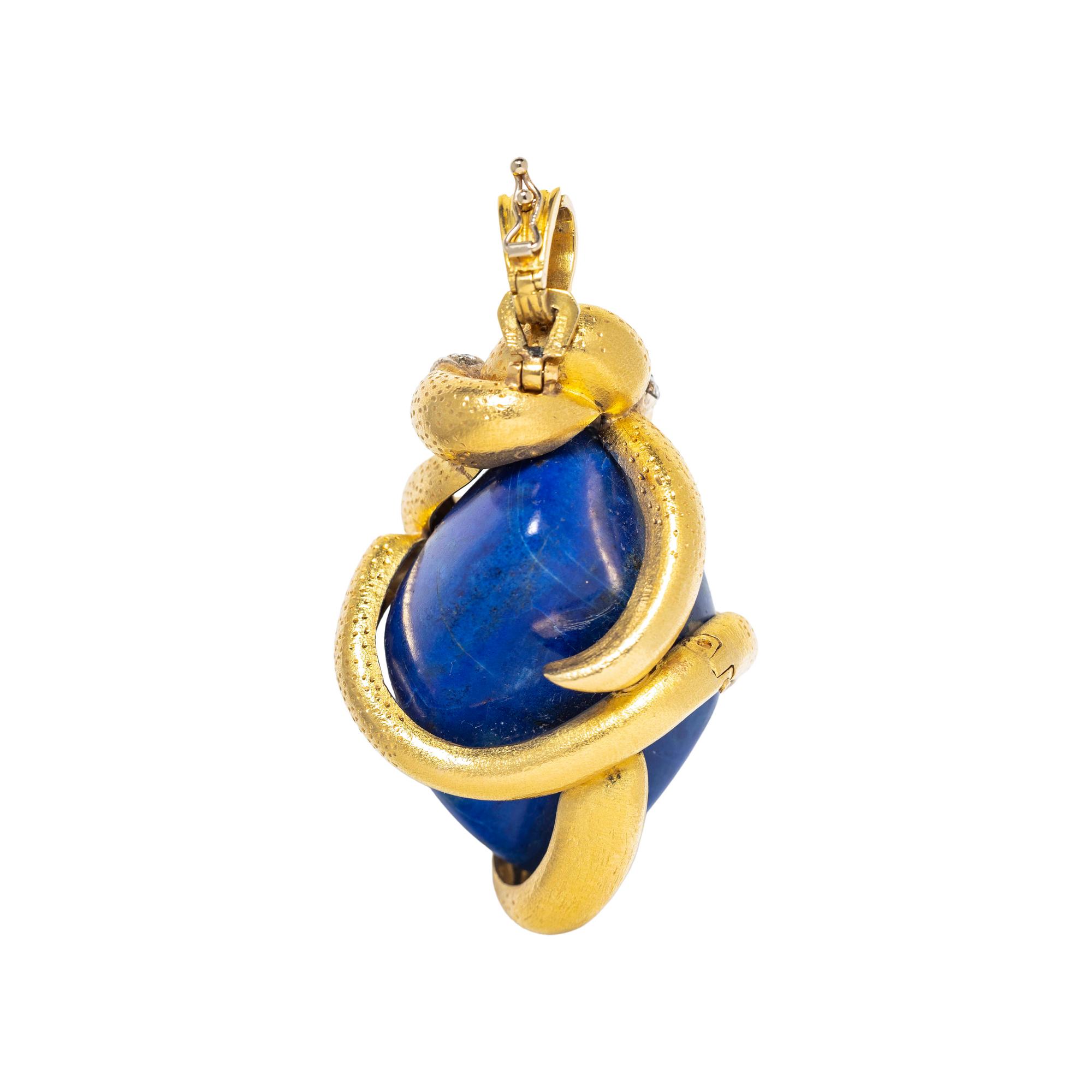 YELLOW GOLD, LAPIS LAZULI AND DIAMOND PENDANT