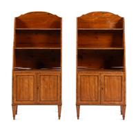 A Pair of Regency Satinwood and Part-Ebonized Waterfall Bookcases