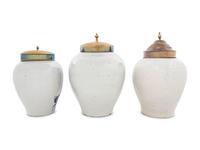 Three Delft Blue and White Tobacco Jars