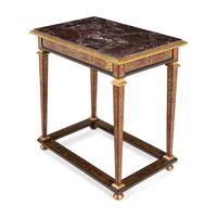 A Louis XIV Style Boulle Marquetry and Gilt Bronze Mounted Marble-Top Side Table