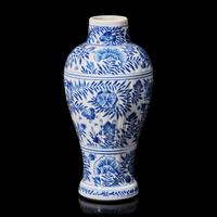 A Chinese Blue and White Porcelain Baluster Vase, Kangxi Period 清康熙 青花花卉紋瓶