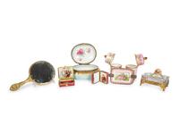 A Group of Continental Painted and Gilt Porcelain Articles — 19th/20th Century