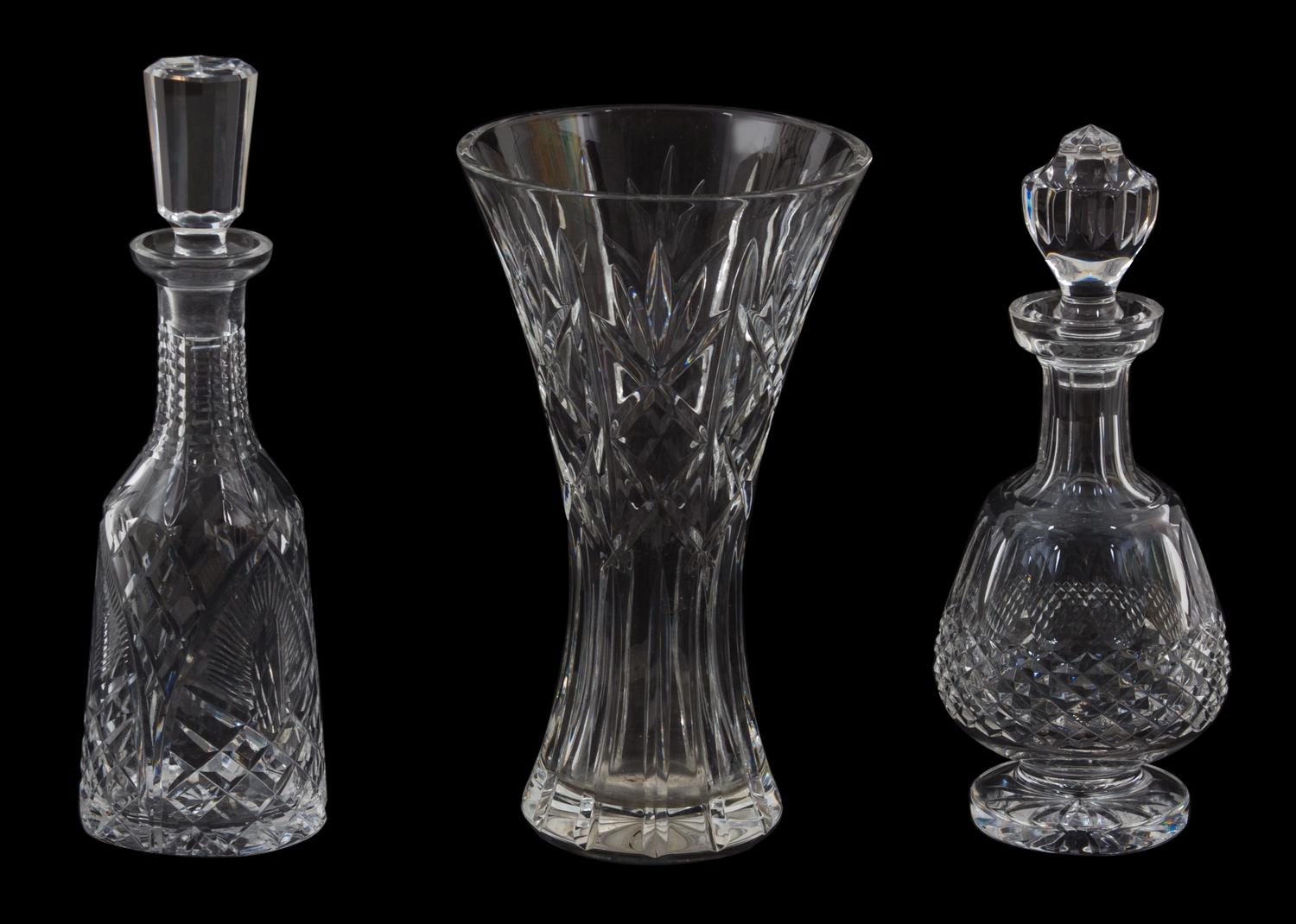 A Pair of Waterford Crystal Decanters Height of vase 12 inches. — 20TH CENTURY