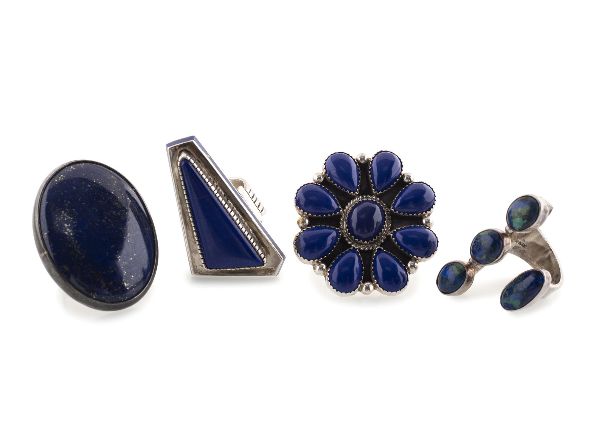 Navajo and Southwestern-style Silver Rings, with Lapis and Chrysocolla