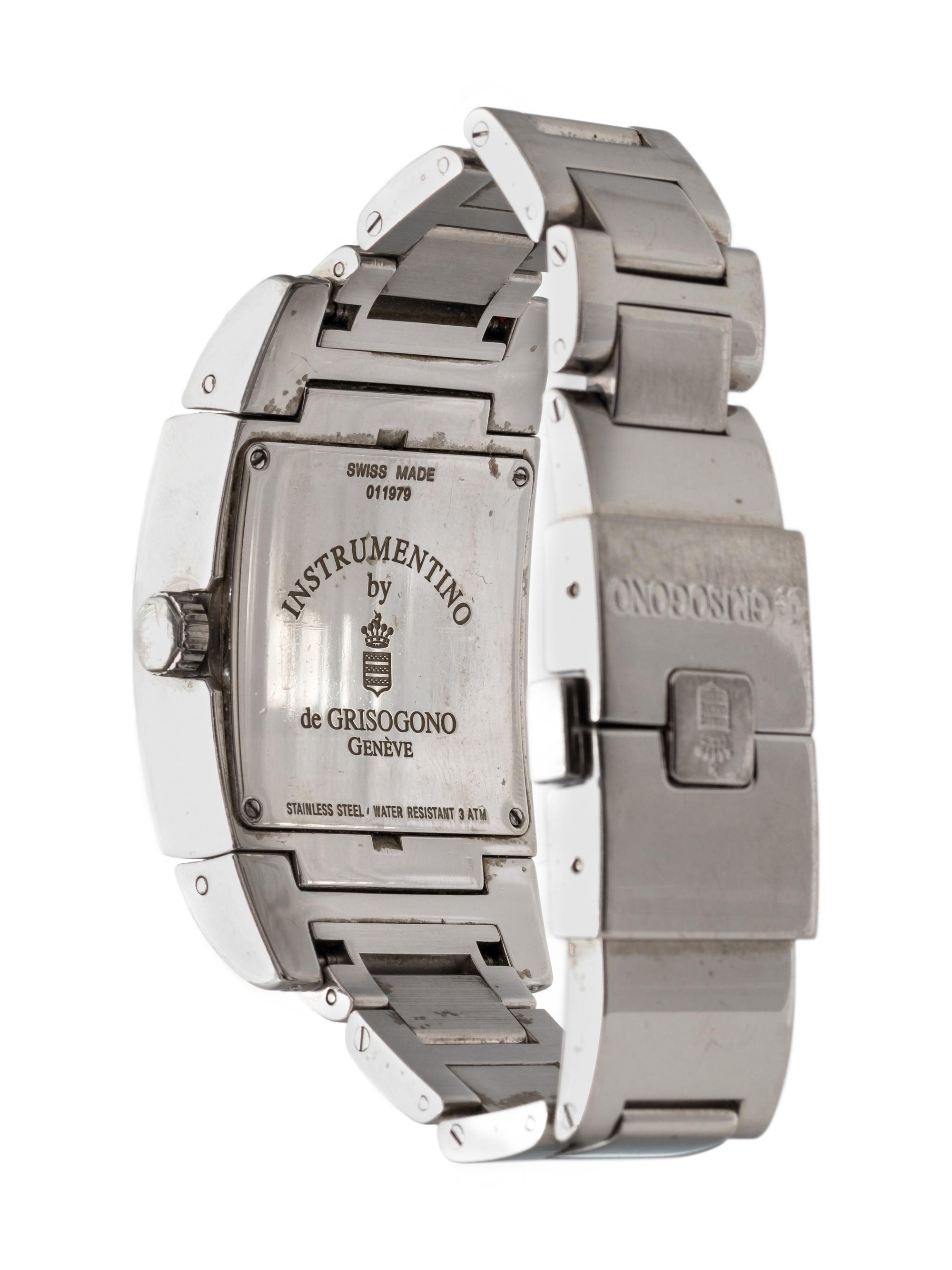 DE GRISOGONO, STAINLESS STEEL AND DIAMOND 'INSTRUMENTINO' WRISTWATCH
