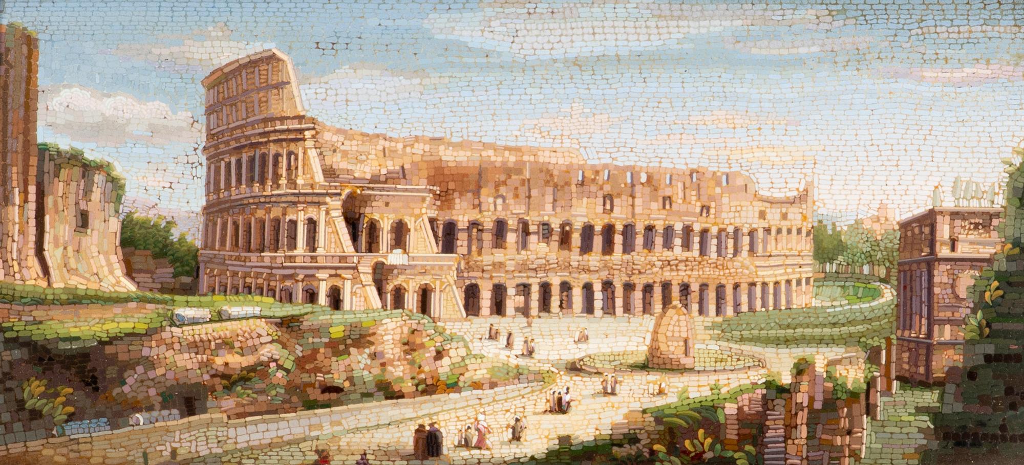 An Italian Micromosaic Plaque Depicting the Colosseum