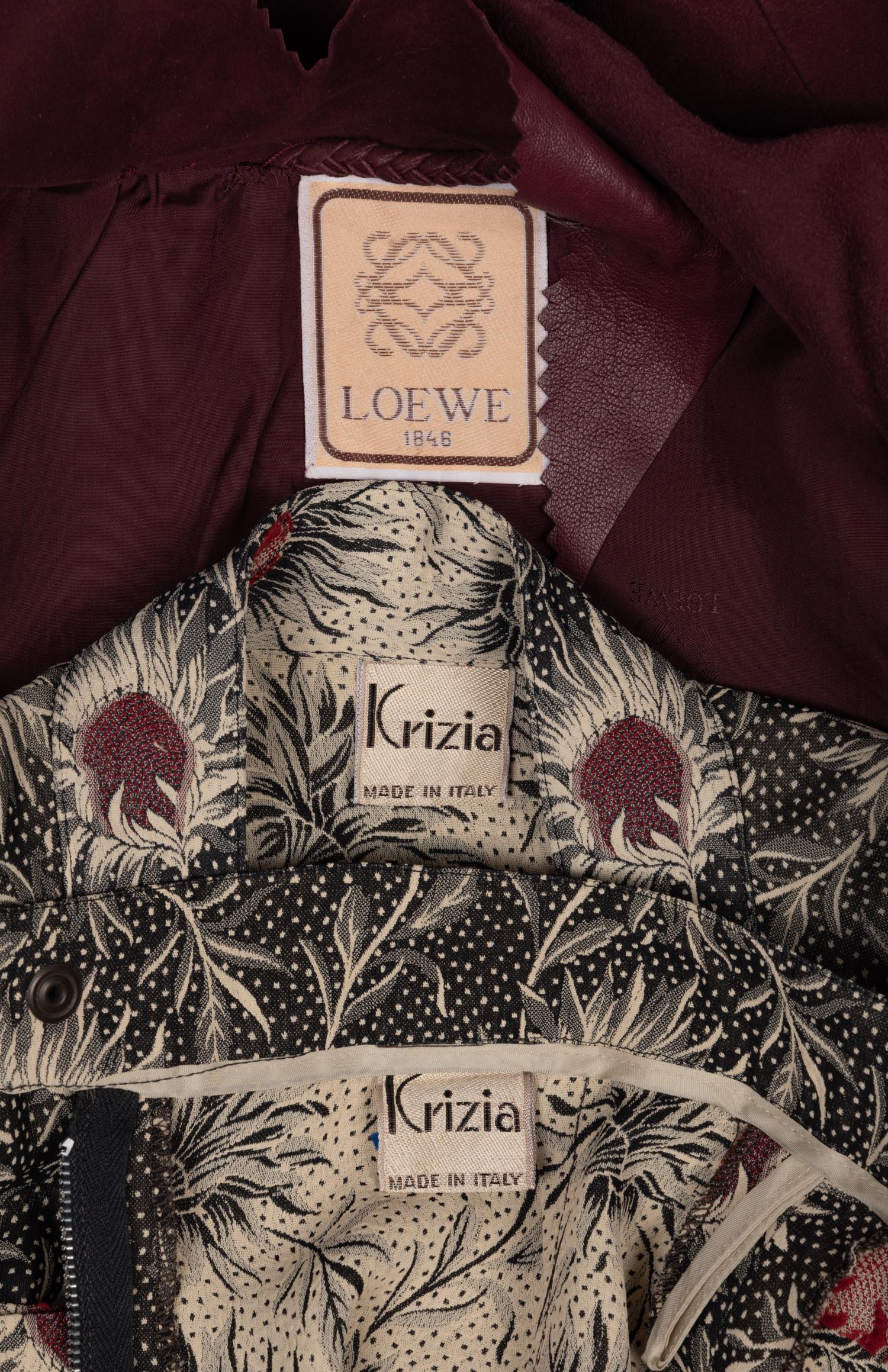 Three Designer Items: Krizia Ensemble, Loewe Coat, 1980s