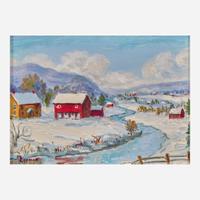 Mildred S. Gehman (American, 1908-2006) Winter Stream; together with Winter Village