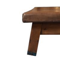A Wood and Leather Vaulting Bench/Table 66" W x 35" D x 18.5" H — Czech Republic, Circa 1930