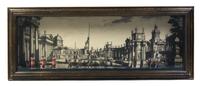 Three Shadow Box Dioramas, Height 13 x width 33 x depth 5 inches.