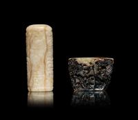 Two Chinese Carved Jade and Scholars' Objects
