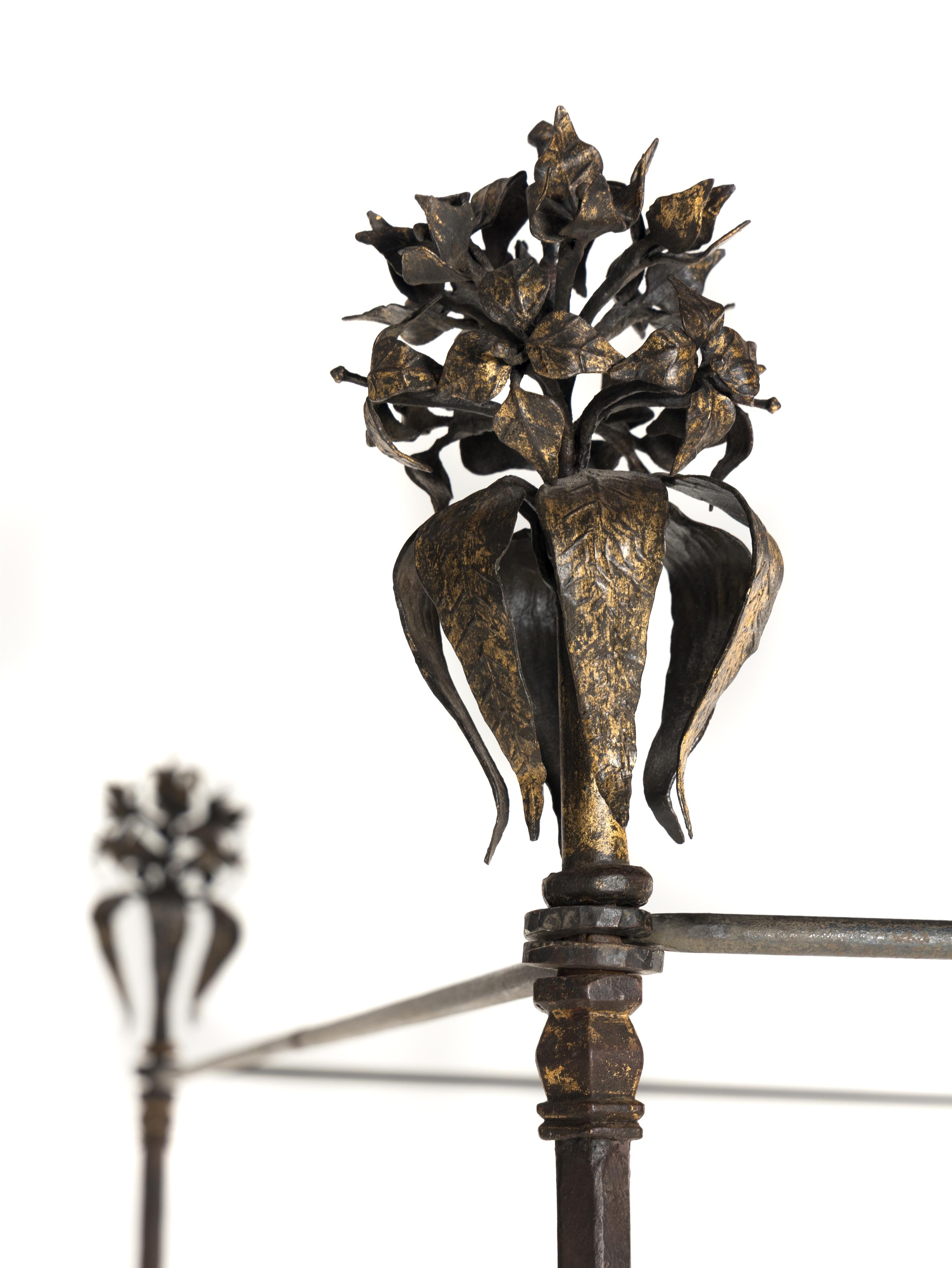 A Contemporary Parcel-Gilt Iron Bed