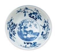 A Chinese Yellow Ground Underglaze Blue Famille Rose Porcelain Bowl
