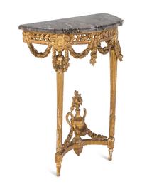 A Louis XVI Style Giltwood Marble-Top Console Table