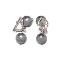 TAHITIAN CULTURED PEARL AND DIAMOND CLIP EARRINGS