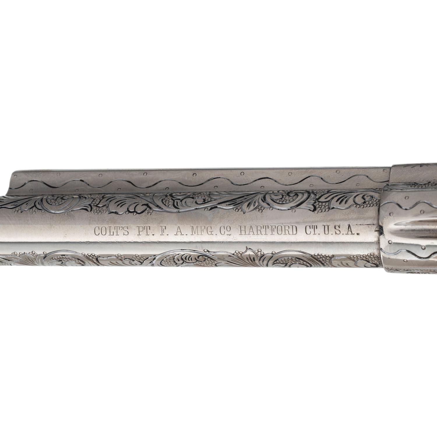 Professionally Restored and Engraved Nickel Plated Colt Single Action Army Revolver
