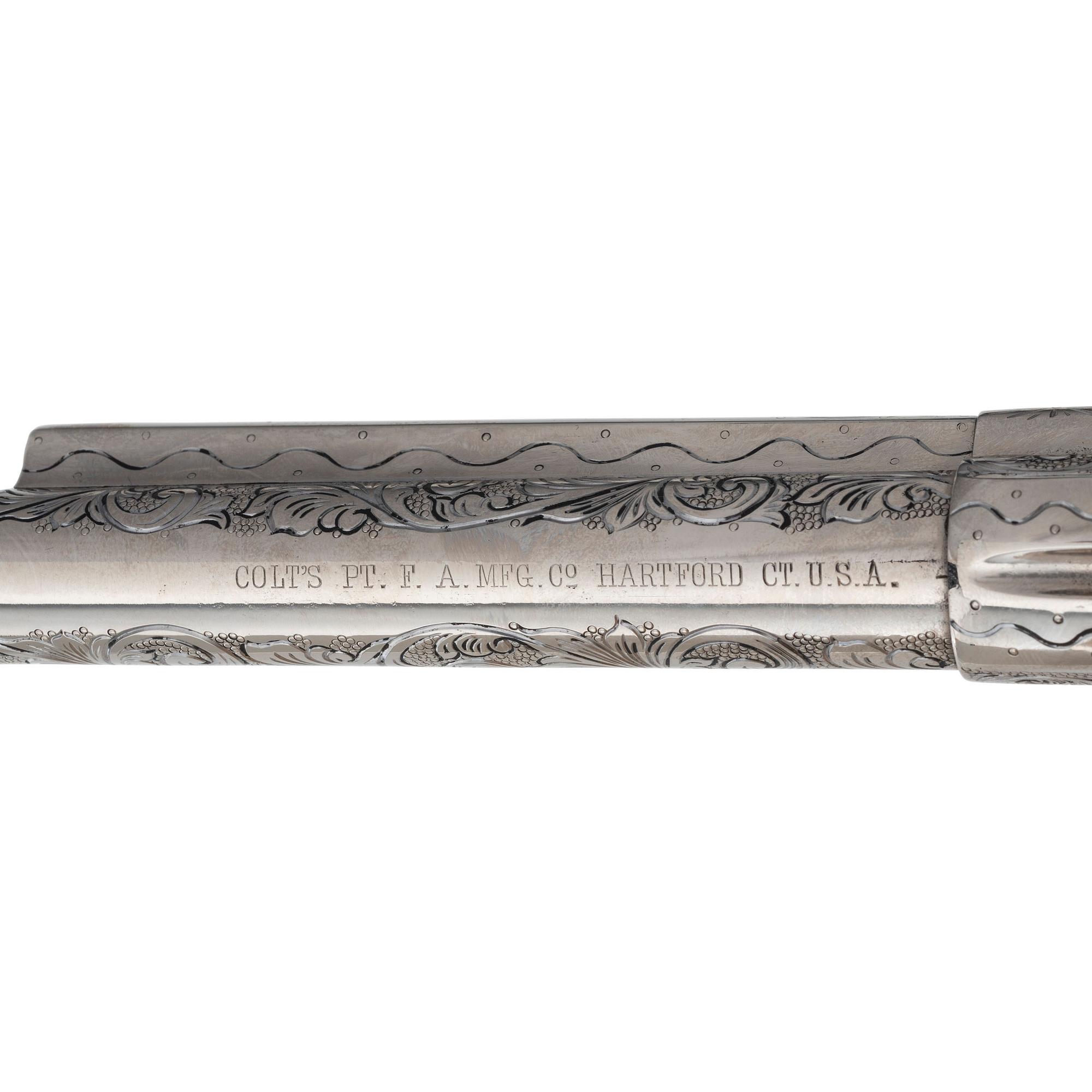 Professionally Restored and Engraved Nickel Plated Colt Single Action Army Revolver