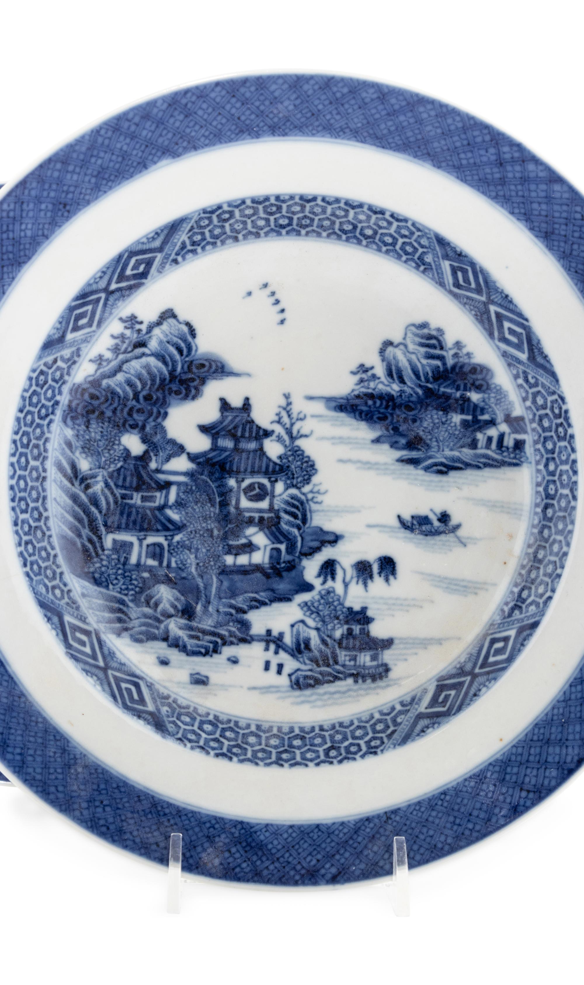 A Set of Five Chinese Export Blue and White Porcelain Soup Plates
