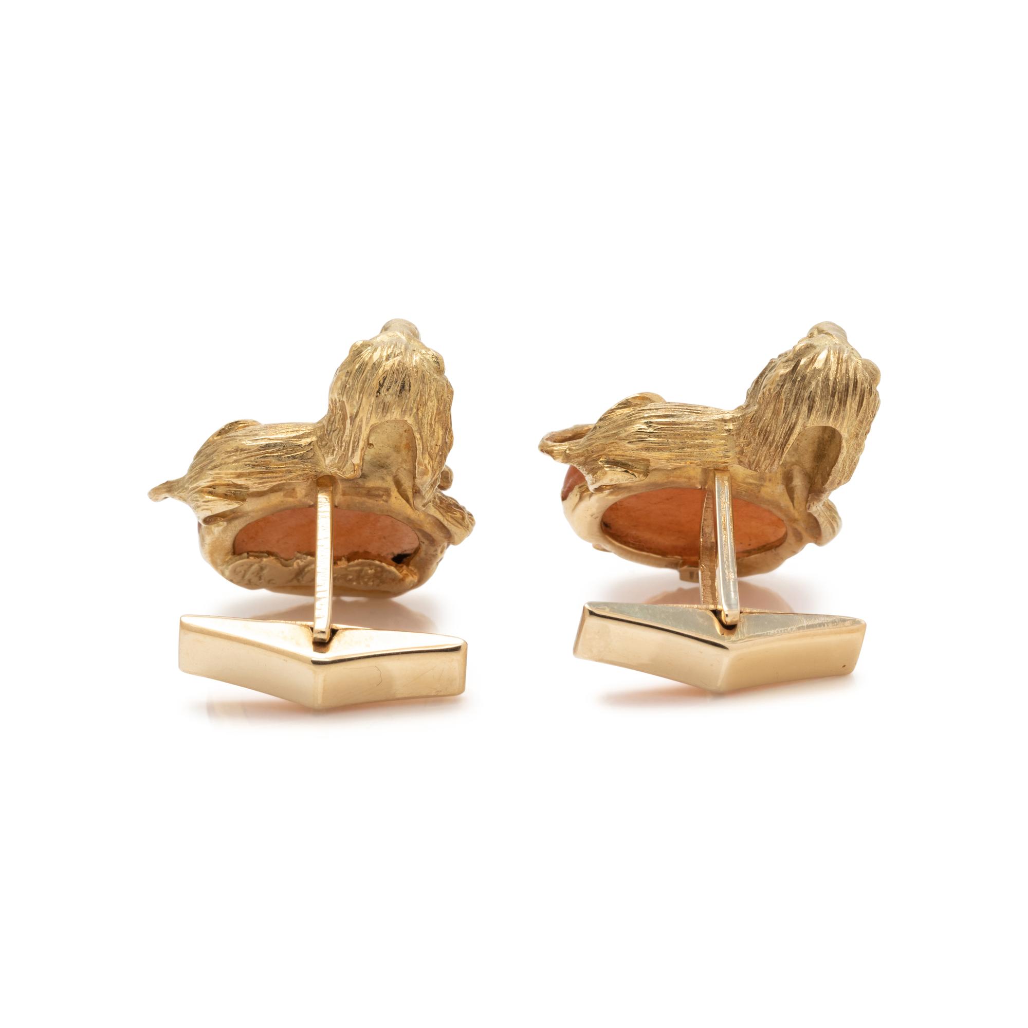 BARBARA ANTON, YELLOW GOLD AND HARDSTONE CUFFLINKS