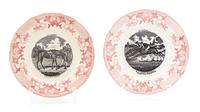 A Pair of French Pexonne Faience Transfer Decorated Plates Diameter 7 3/4 inches. — 19TH CENTURY