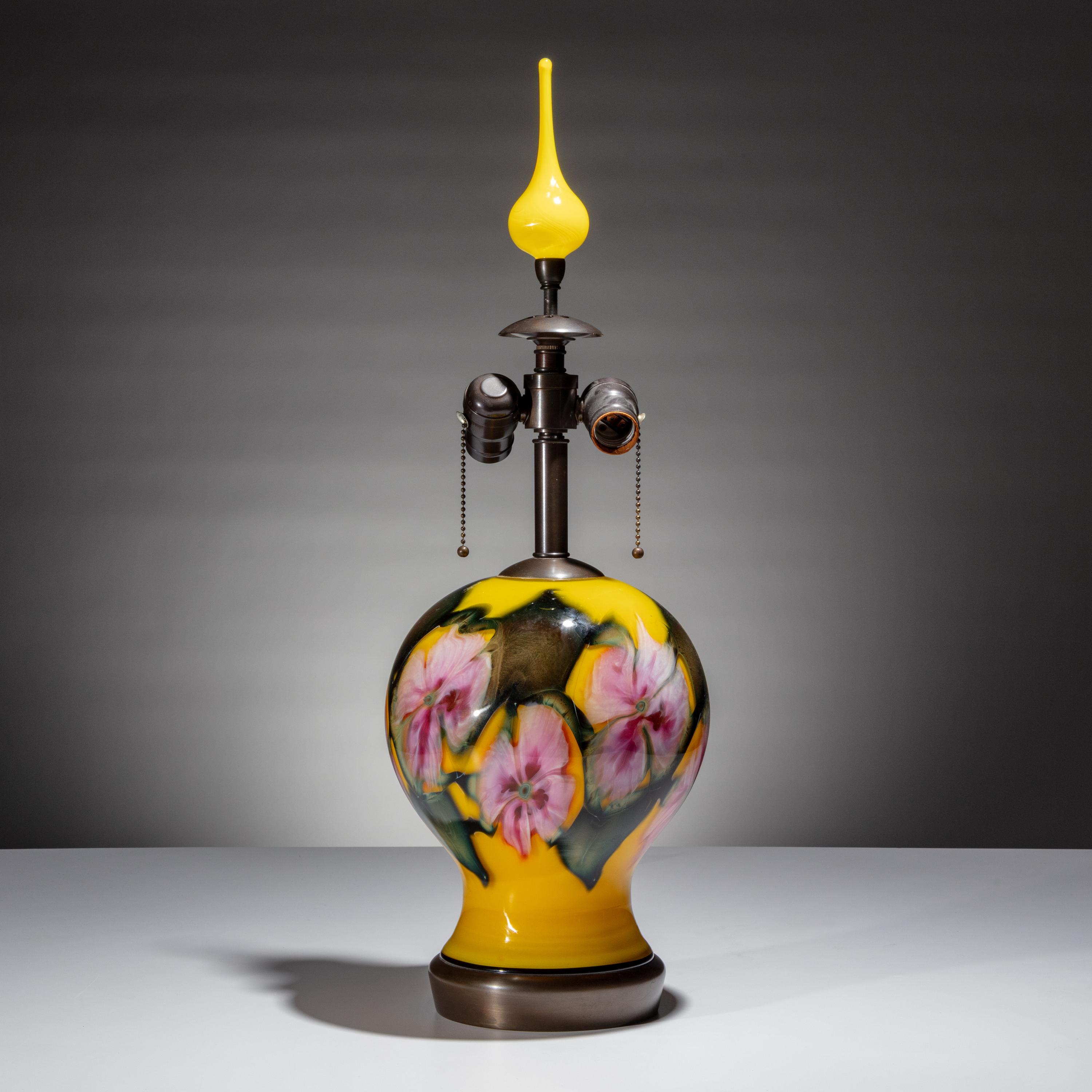 Charles Lotton (American, 1935–2021) — Table Lamp in Yellow Floral, 2000