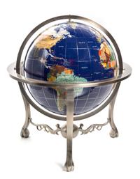 A Hardstone Inlaid Globe Height 18 inches. — 20TH CENTURY