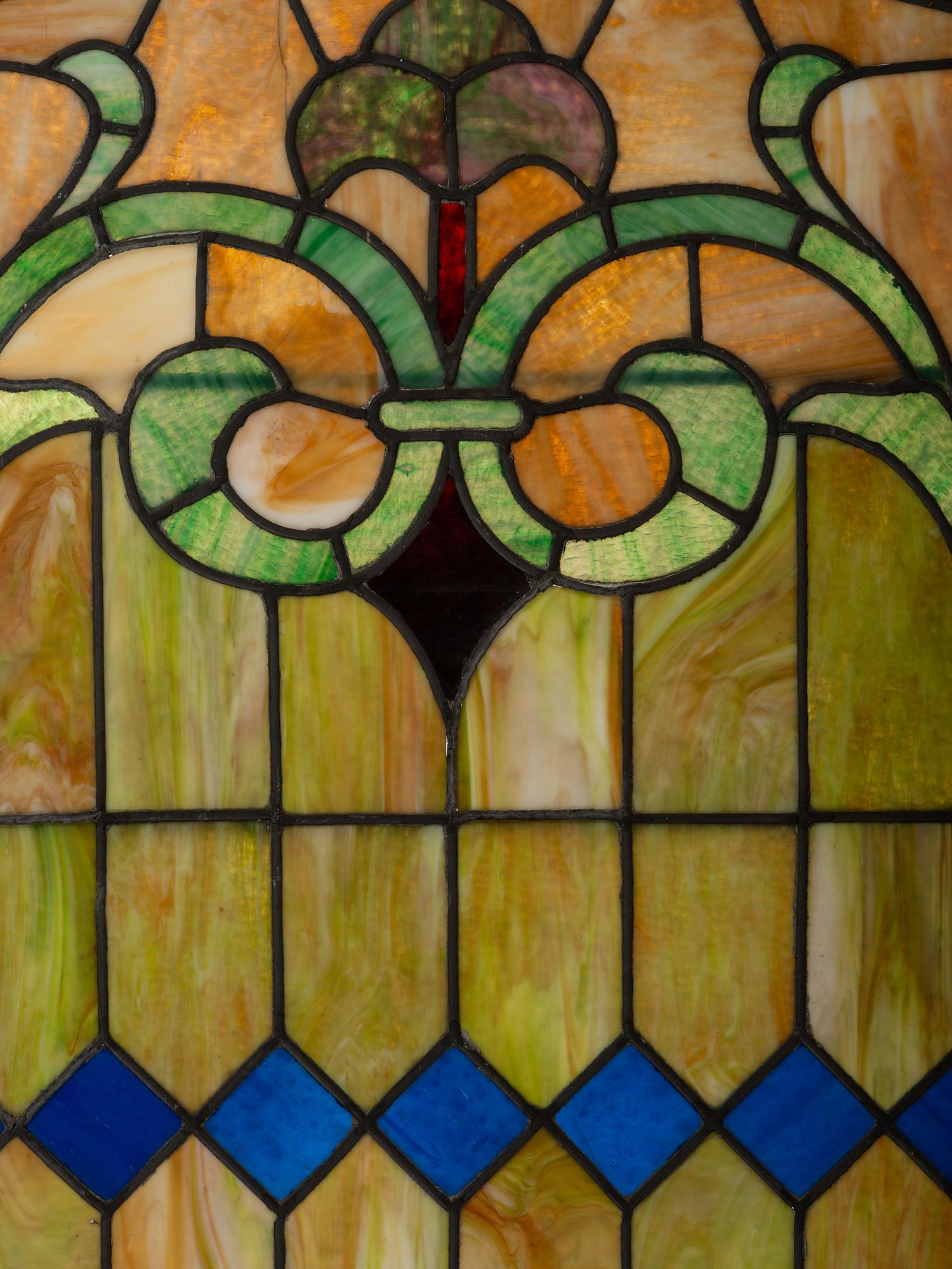 Three American Stained Glass Window Panels