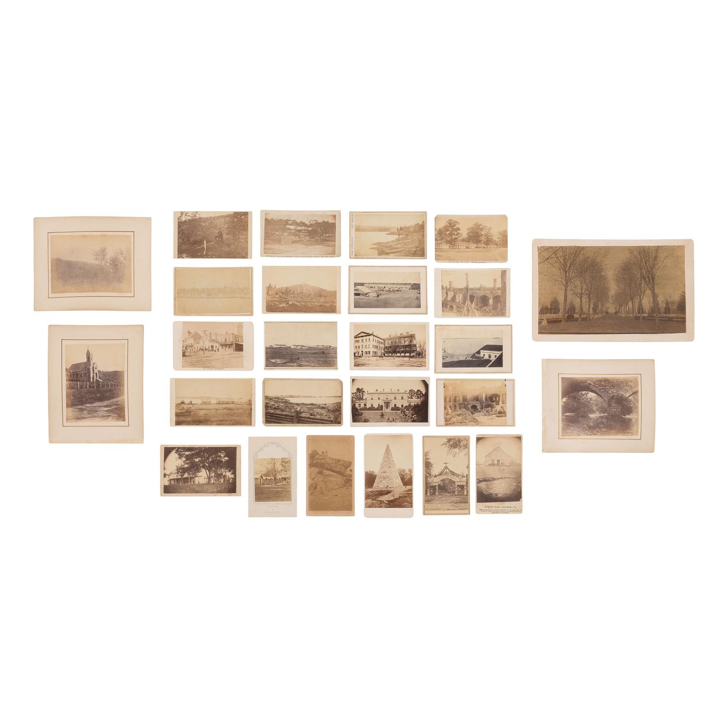 [Civil War] Group of 29 Carte de Visites and Cabinet Cards of Forts, Military Headquarters, Cemeteries, and Landmarks.