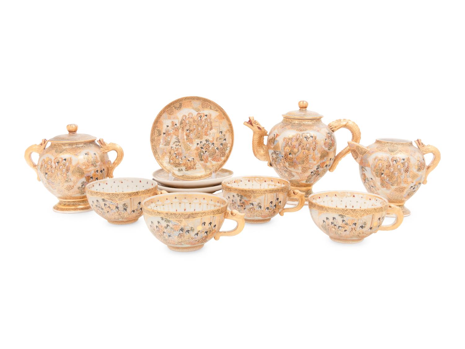 A Satsuma Porcelain Tea Service