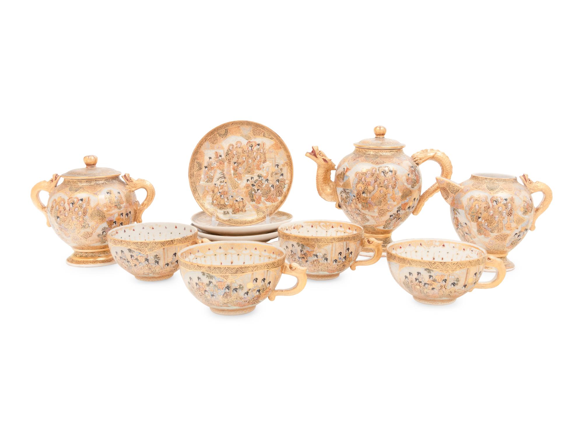 A Satsuma Porcelain Tea Service