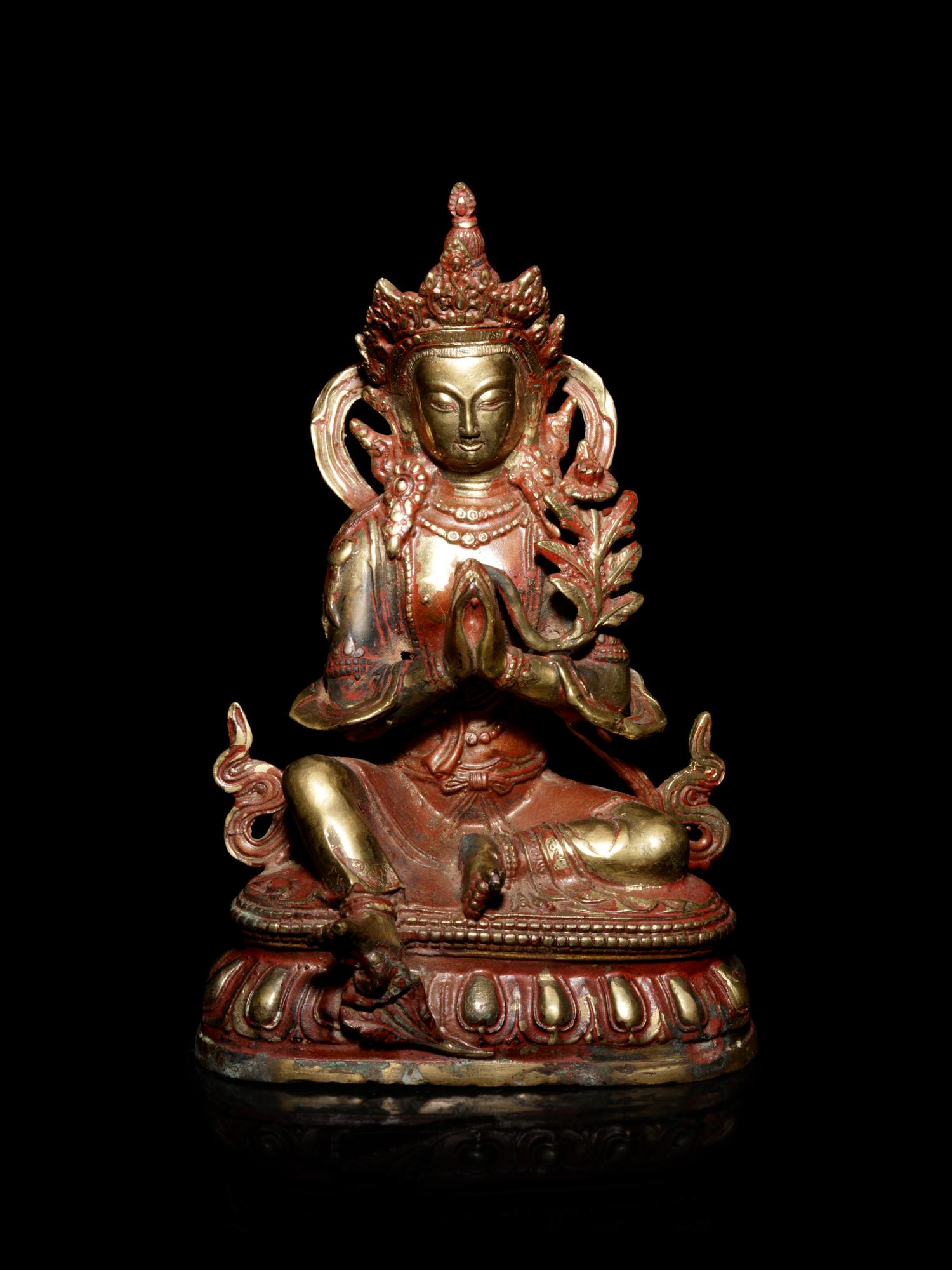 A Sino-Tibetan Gilt Bronze Figure of a Vajrapani