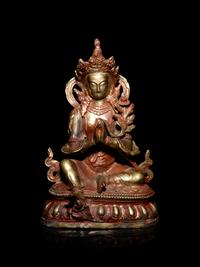 A Sino-Tibetan Gilt Bronze Figure of a Vajrapani