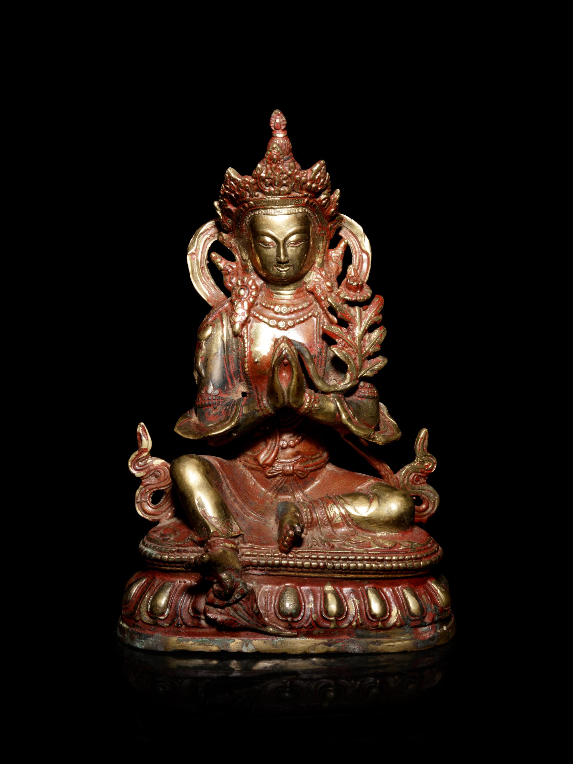 A Sino-Tibetan Gilt Bronze Figure of a Vajrapani